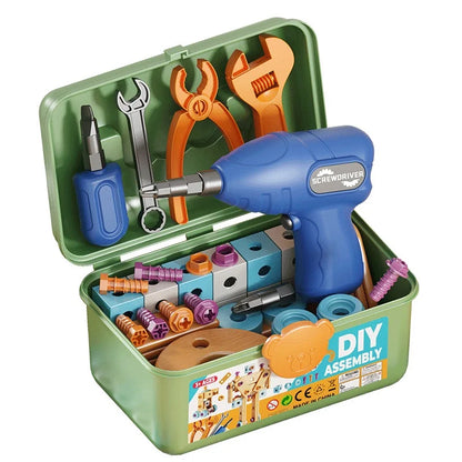 Educational DIY Nut Hand Disassembly Assembly Puzzle Simulated Screwing Toolbox for Kids Shape Insert Blocks Toy for Boys
