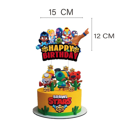 Anime Game Theme Party Supplies Flag Pull Banner Cake Topper Balloon Set Kid Girl Boy Happy Birthday Party Baby Shower Decor