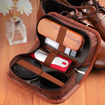 Shoe Polish Kit Polishing Cloths Practical with Bag Leather Shoe Shine Kit