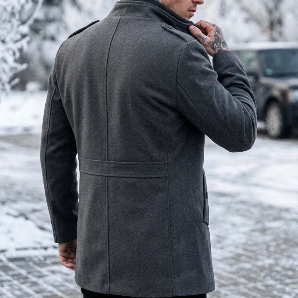 New Autumn-Winter Men's Double-Layered Trench Coat Multi-Pocket Windproof Design Business Casual to Streetwear Mans Wool Blends