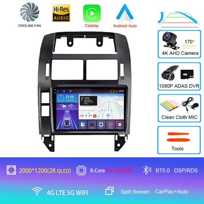 For Volkswagen VW Polo MK4 6Q 9N 9N3 2004- 2009 Car Radio Android 16 Auto Multimedia Video Player GPS Carplay QLED Screen Stereo