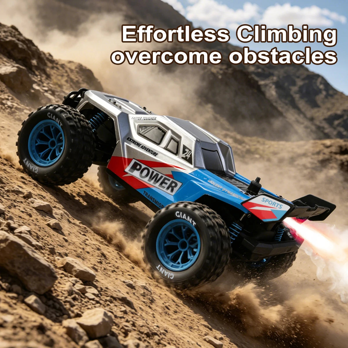 75KM/H 4WD High-Speed RC Car 1:16 Monster Off-road Truck Alloy Body With LED Lights All-Terrain Remote-Controlled Racing Car Toy