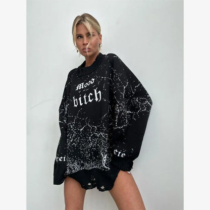 2023 Harajuku Women's Oversized Knitwear Sweaters Tops Trendy Jumpers Comfortable Fit Fashionable Ladies' Sweatshirts
