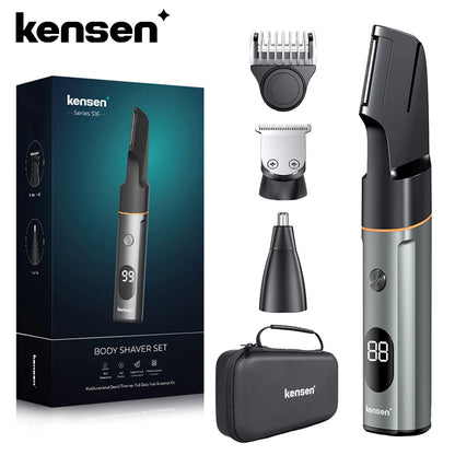 Kensen S16 Body Hair Shaver Kits for Men 3 In 1 Beard Hair Trimmer IPX6 Waterproof Hair Cutting Machine Electric Clipper Barber