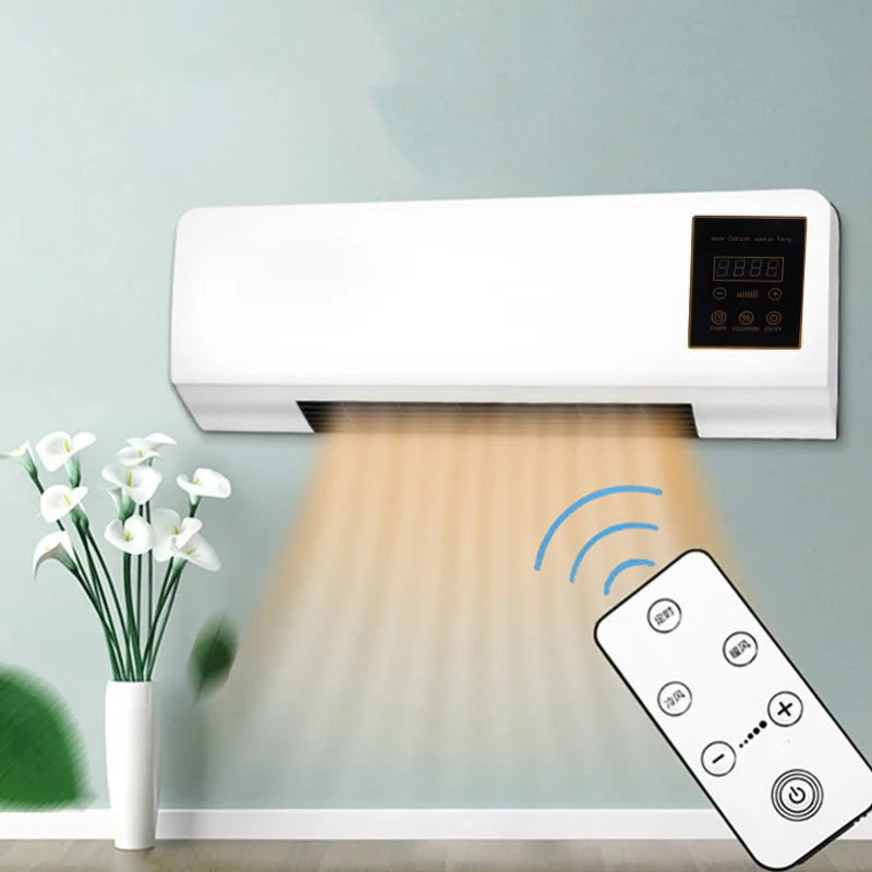 1800W Wall Air Conditioner Heating Cooling Multi Speed Remote Controlled Mounted Unit For Home Use