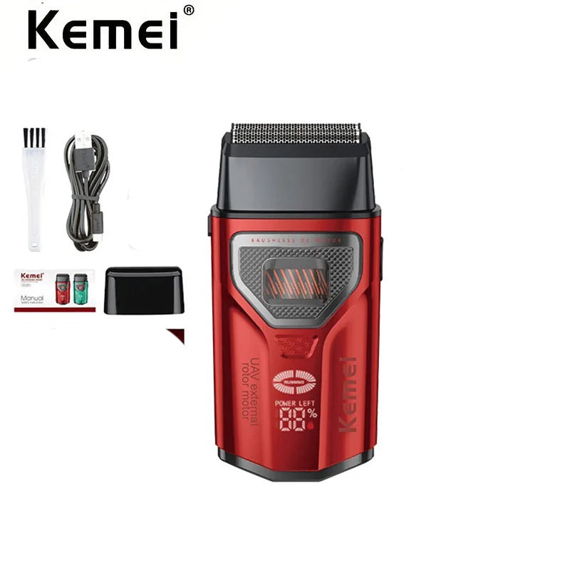 Kemei T299 Professional Barber Foil Shaver Bald Head Reciprocating Razor External Rotor Brushless Motor Beard Trimmer for Men