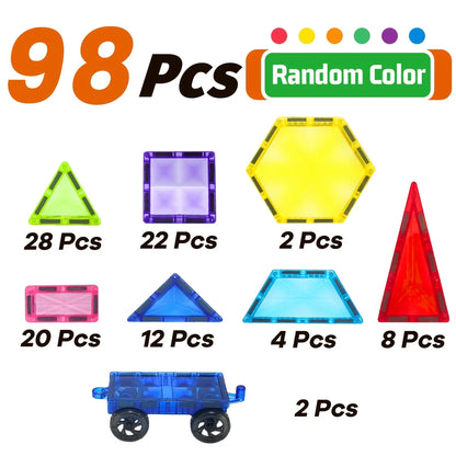 Magnetic Building Blocks Toy Magnetic Tiles, Ideal for Parent-Child Interaction, Learning and Creative Play, Back-To-School Gift
