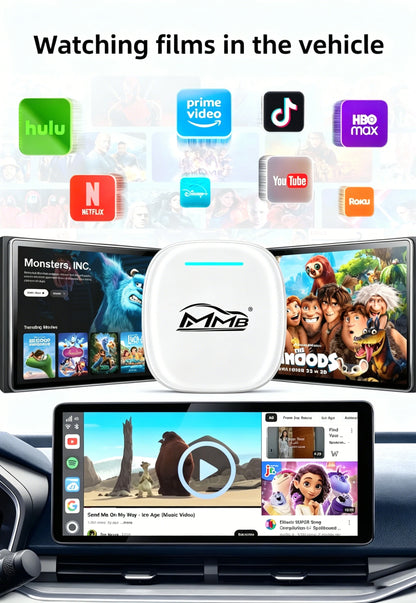 3in1 MMB MAX Smart Box CarPlay Wireless Carplay Android Auto Android15 QCM6350 8-Core GPS WiFi 4G SIM AI Box For Youtube Netflix