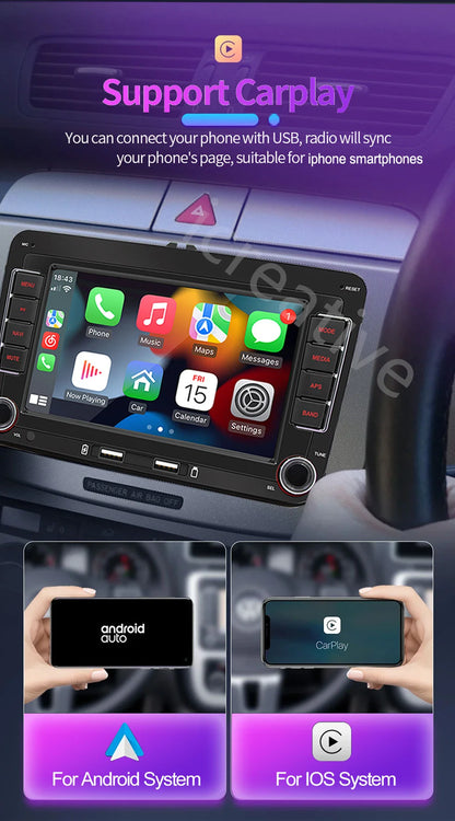 2Din Car Radio Android for Volkswagen Golf 5 6 Polo Passat B6 B7 CC Skoda Jetta Universal Multimedia Carplay Wifi GPS Navigation