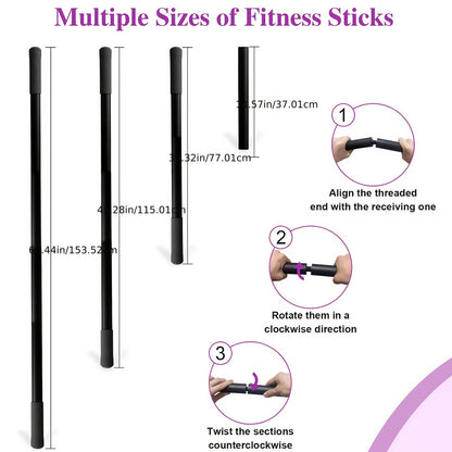 Yoga Stick Adjustable Mobility Stick for Exercise Stretching Balance Versatile Exercise Stick for Fitness