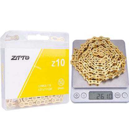 ZTTO MTB Road 10 Speed Bike Chain Silver Gold Rainbow SL SLR 10s Bicycle Power Lock High Quality 116 Links 10v Current