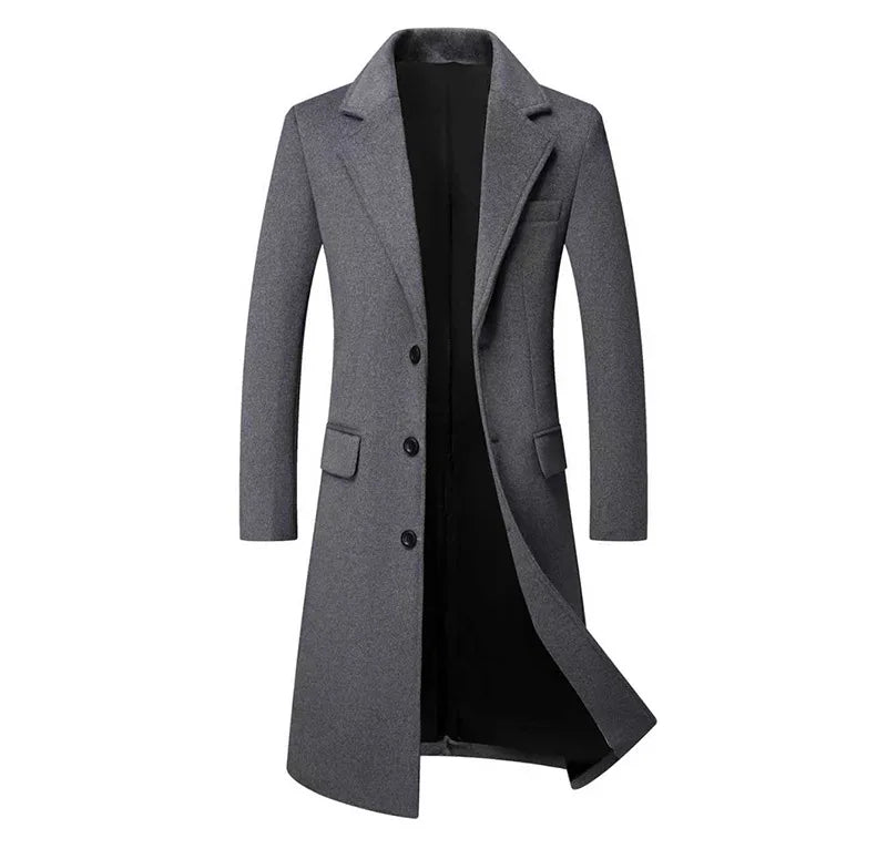 Quality Thickened Long Woolen Blends Coat Men's Autumn Winter New Style Casual Business Windbreaker Jacket Fashion Trench Coats