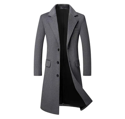 Quality Thickened Long Woolen Blends Coat Men's Autumn Winter New Style Casual Business Windbreaker Jacket Fashion Trench Coats