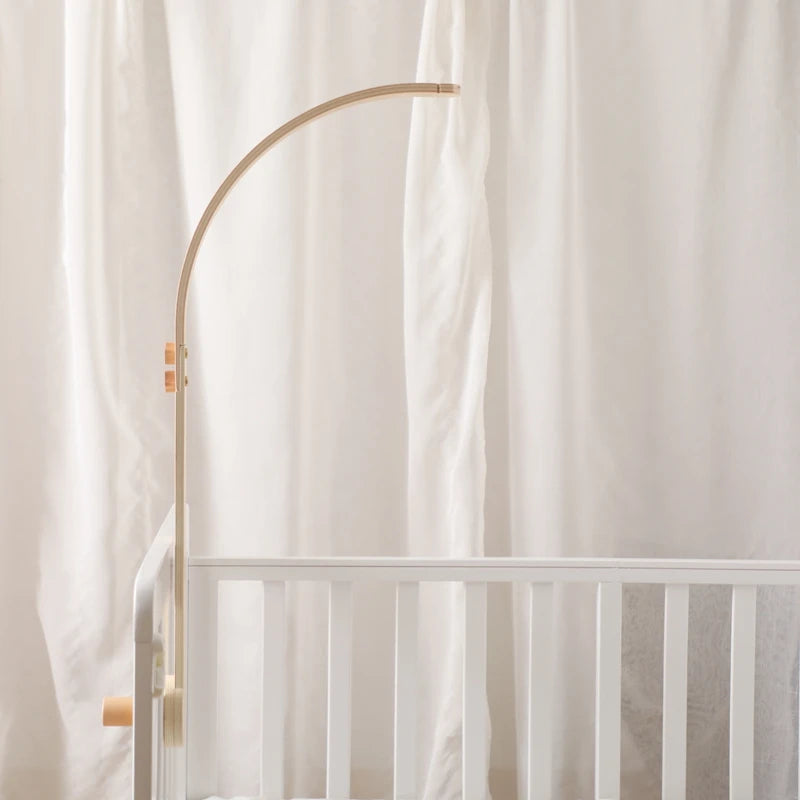Baby Wooden Bed Bell Bend Bracket Mobile Hanging Rattles Toys Newborn Music Box Holder Bracket Infant Crib Toy Arm Bracket Gifts