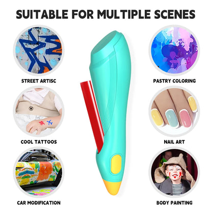 Electric Watercolor Spray Pen Children Hand-painted Color Paintbrush Washable 12 Color Spray Pen Toys for Kids Drawing Toy Gift