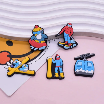 12-100Pcs Wholesale Skiride Man Woman PVC Shoe Accessories Skiing Snow Goggles Sandal Button Charms Fit Holiday Gifts