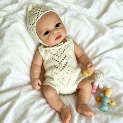 13 Inch Open Mouth Silicone Doll Loulou Lifelike Silicone Girl Doll Newborn Baby Doll Cute Bebe Doll Birthday/Christmas Gift