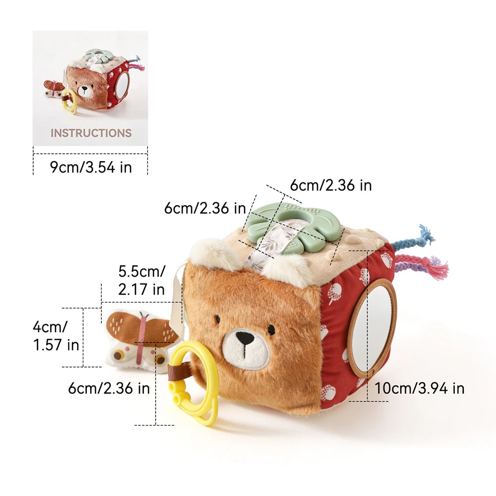Soft Baby Sensory Toy Cloth Book Tissue Box Security Blanket Plush Cube Crinkle Sounds Mirror Fine Motor Skills 9 Styles Toys