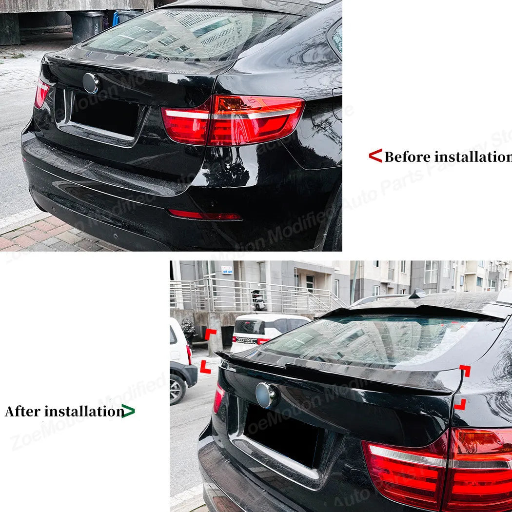 For BMW X6 E71 2008-2014 Rear Trunk Spoiler Wing Airfoil Shark Fin Rear Boot Lip Ducktail Drift Reduce Lift Body Kit Tuning Trim