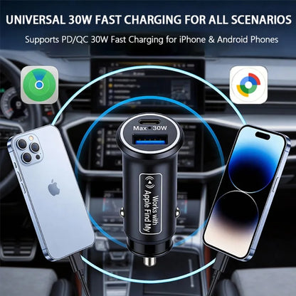 2-in-1 Universal GPS Tracker Car OBD Charger Cigarette Lighter USB Type-C for Auto Google Iphone Ipad GPS Locator Find My Apple