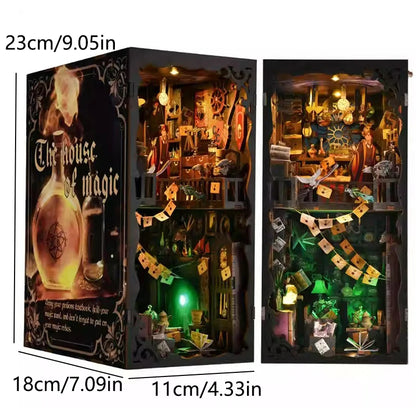 DIY Book Nook Kit Miniature Wooden 3D Puzzle Bookshelf Dollhouse Model Bookend Building Home Decoration For Christmas Gift