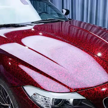 Glossy Carbon Fiber Red Film Car Body Film Vinyl Wrap Air-release Forged Carbon Fiber Red Self Adhesive Stickers Car Accessories