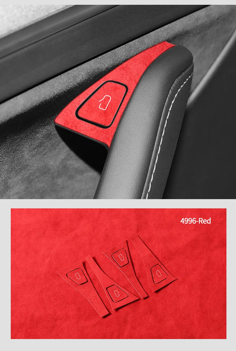 Top Suede For Tesla Model 3 Model Y (2019-2024) Door Switch Button Trim Cover Protection Decoration Car Interior Accessories