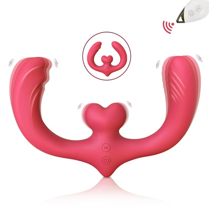 APP Strapless Strap-On G-Spot Dildo Vibrator Realistic Double-Ended Vibrating Butt Plug Anal Sex Toys for Women Lesbians Couples