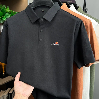 High end brand men's polo shirt printed short sleeved top 2026 summer new comfortable breathable casual and fashionable T-shirt