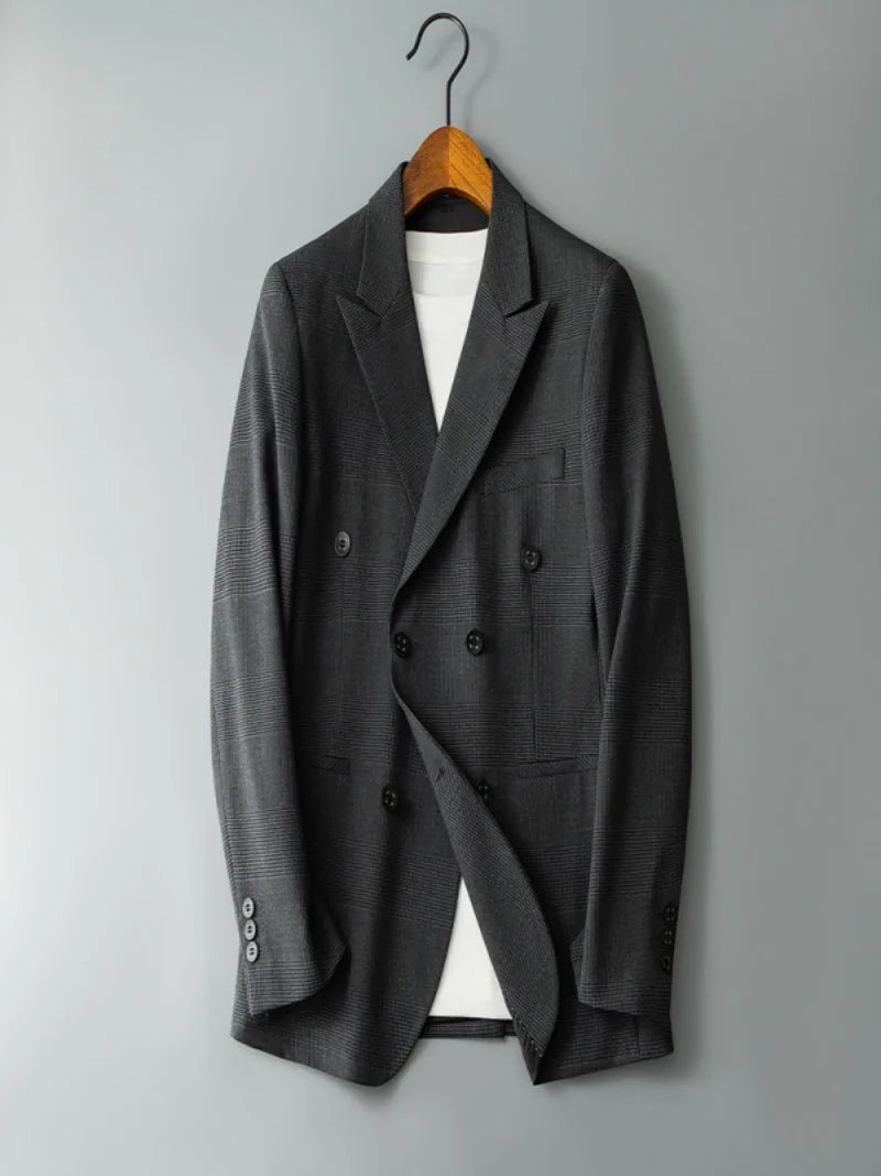 2026 New Autumn And Winter Men'S High-Quality Comfortable Suit Thicken Casual Plaid trench coat men Double-Breasted Suit Jacket