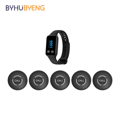 BYHUBYENG Restaurant Pager Waiter Calling System Watch Receivers Waterproof Call Buttons for Food Truck Cafe Customer Service