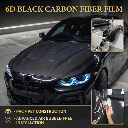 6D Carbon Fiber Black DIY Car Hood Bonnet Wrap Film Waterproof  Paint Protection Film Anti-Scratch Wrap Cover Tuning Accessories