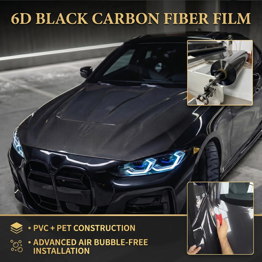 6D Carbon Fiber Black DIY Car Hood Bonnet Wrap Film Waterproof  Paint Protection Film Anti-Scratch Wrap Cover Tuning Accessories