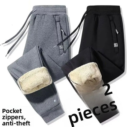 Extra Thick Lamb Velvet Men's Winter Fleece Lined Special Thick Cotton Trousers Autumn Winter Style Sport Sweatpants Casual P...