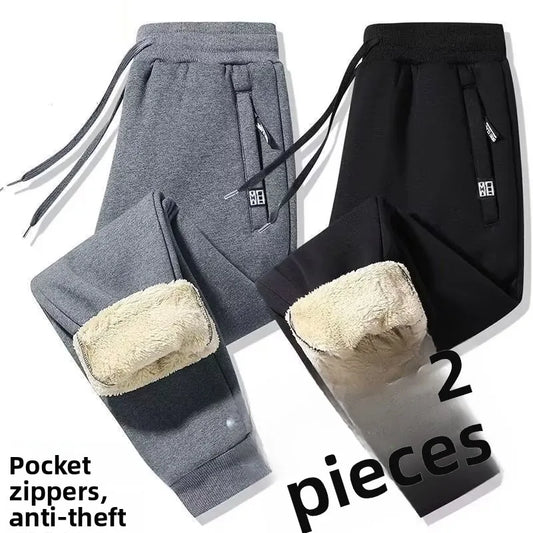 Extra Thick Lamb Velvet Men's Winter Fleece Lined Special Thick Cotton Trousers Autumn Winter Style Sport Sweatpants Casual P...