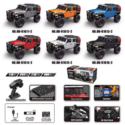 New 1/10 HB R1011 RTR Remote Control Vehicle 2.4G Full Proportional Rock Crawler LED Light 4WD Off-Road Climbing Car Toys Gifts