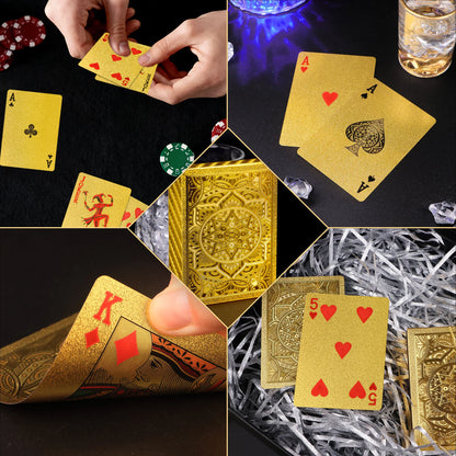 Gold Size Playing Cards | 1/2/4 Pack Plastic Waterproof Poker Set | Professional Board Games | Adult Game Gift for Holidays, Vac