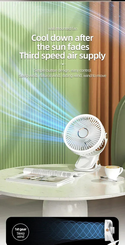 Car Rechargeable Desktop 2000mAh Portable Outdoor Home Fan Air Cycle Device Wireless Ceiling Mounted WithLED Light Clip on Amagi