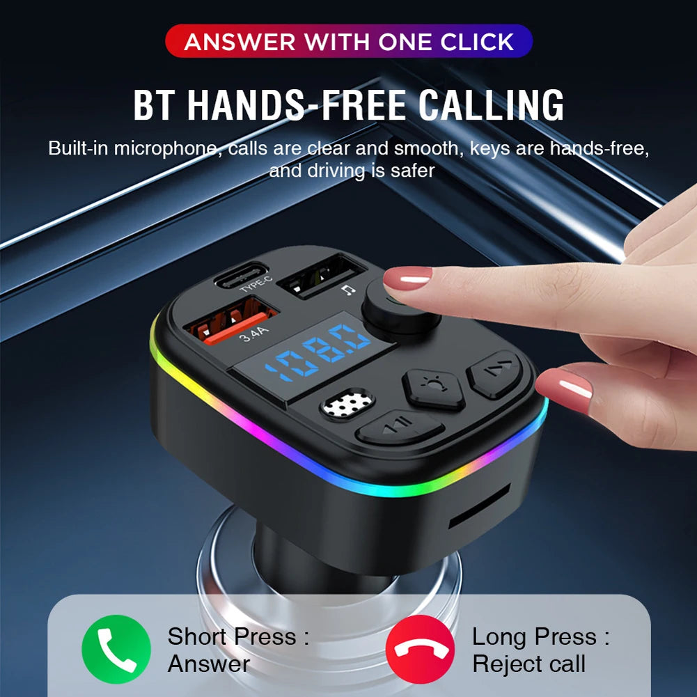 1-3PCS Car FM Transmitter Car MP3 Player Bluetooth 5.3 Support TF Card U Disk Hands Free Wireless Car Kit MP3 Player Adapter