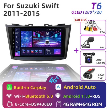 JUNDOF 9" CarPlay 2DIN Android Auto Car Radio Stereo For Suzuki Swift 2011 2012 2013 2014 2015 2016GPS Multimedia Video Player