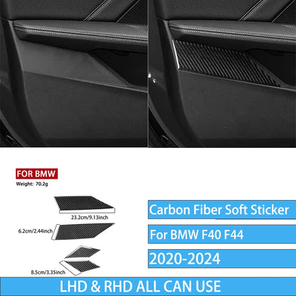 Real Carbon Fiber Car Accessories Black Trim Cover Soft Sticker For BMW 1/2 Series F40 F44 2020 2021 2022 2023 2024