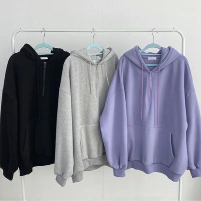Y2K Korean Hoodie Women Harajuku Casual Hooded Coats Lantern Long Sleeve Pocket Pullover Sweatshirt