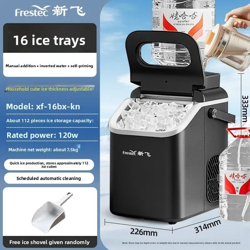 220V Newfly Portable Ice Maker Small Automatic Square Ice Cube Machine for Home Use
