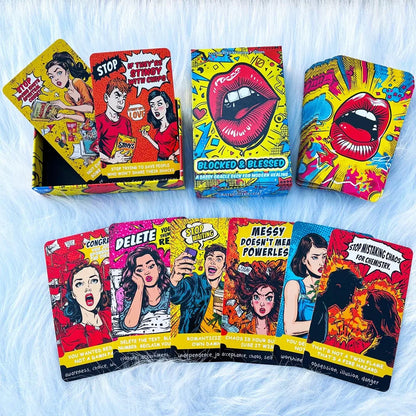 54 Card Deck, 13x8cm Size, BLOCKED & BLESSED ，A SASSY ORACLE DECK FOR Modern Healing Cards Set Card Games