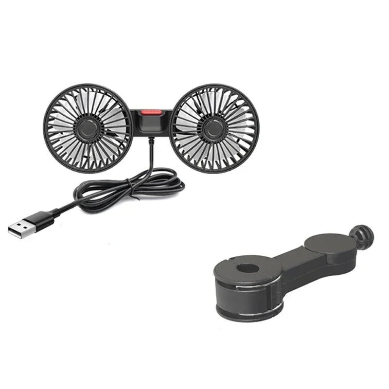 3-speed Car Seat Back Cooling Fan USB Charge Dual Head Fan 360 Degree Rotation Neck Cooler for Summer Car Accessories