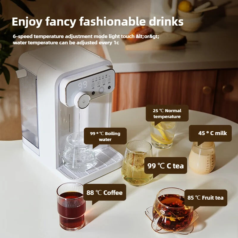 220V 6-stage Temperature Adjustable Touch Screen Instant Hot Water Dispenser for Desktop Use,3.5L Antibacterial Water Tank