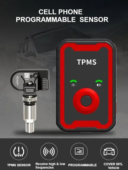 Programmable TPMS Sensors 2 in 1 433MHz+315MHz Program By Cell Phone APP Universal Tire Pressure Monitoring Sensor Metal Valve