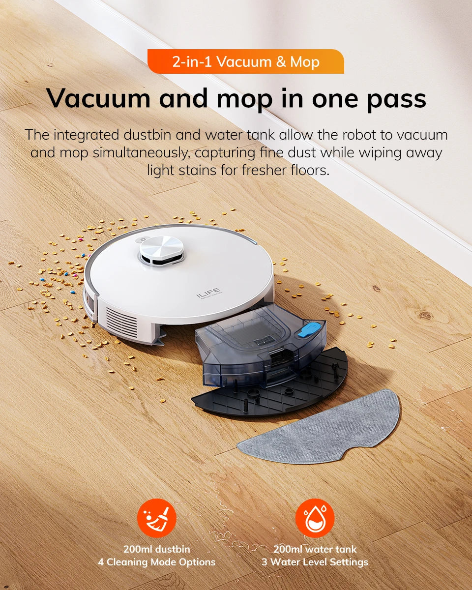 ILIFE V30 Robot Vacuum Cleaner, Laser Navigation, 10000Pa Suction, Up to 150min Runtime, APP Control, Customizable cleaning