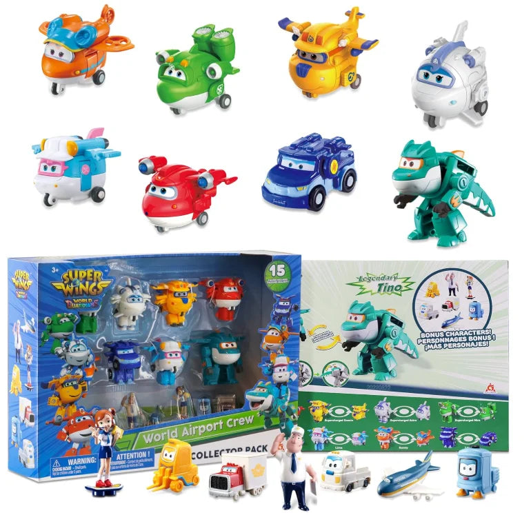 Super Wings 14-Pack Transforming Toys, 2 inch Airplane Collector Character Toy with Dinosaur Mini Collectible Action Figure with