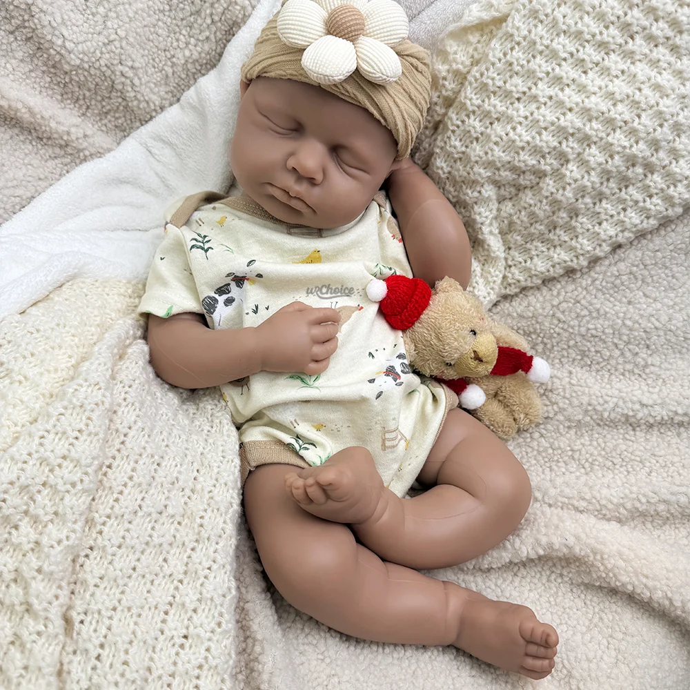 Handmade 50CM Silicone Reborn Baby Sleeping Loulou Lifelike Skin Details 1:1 Weight Real Touch Early Education Play Doll